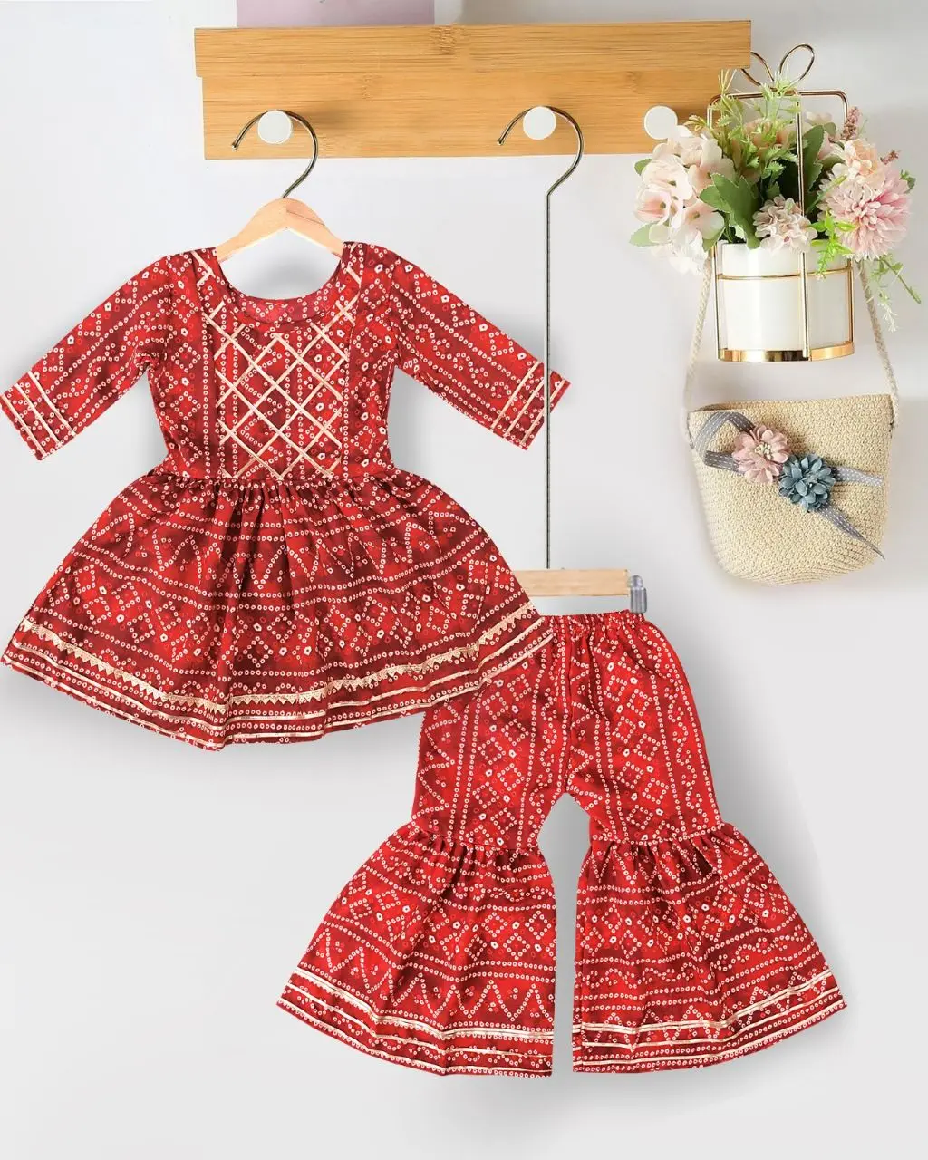 Новый детский топ FULPARI для девочек симпатичный и Симпатичный Kurta с парной шарарой комплект из ткани хлопка
