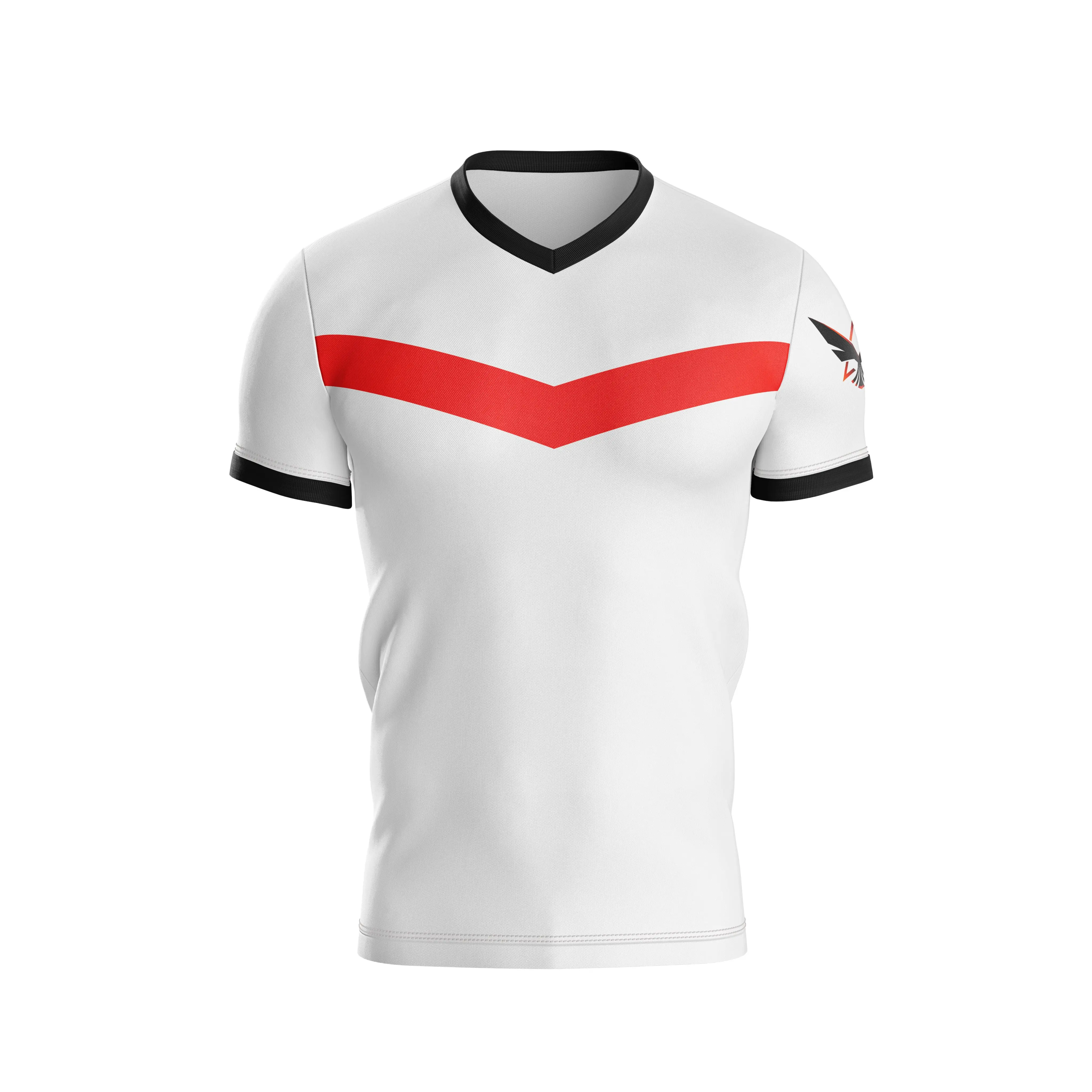 New design custom logo T shirt V neck 100% polyester sublimation printing cheap price  colourful Vietnam clothing wholesalers