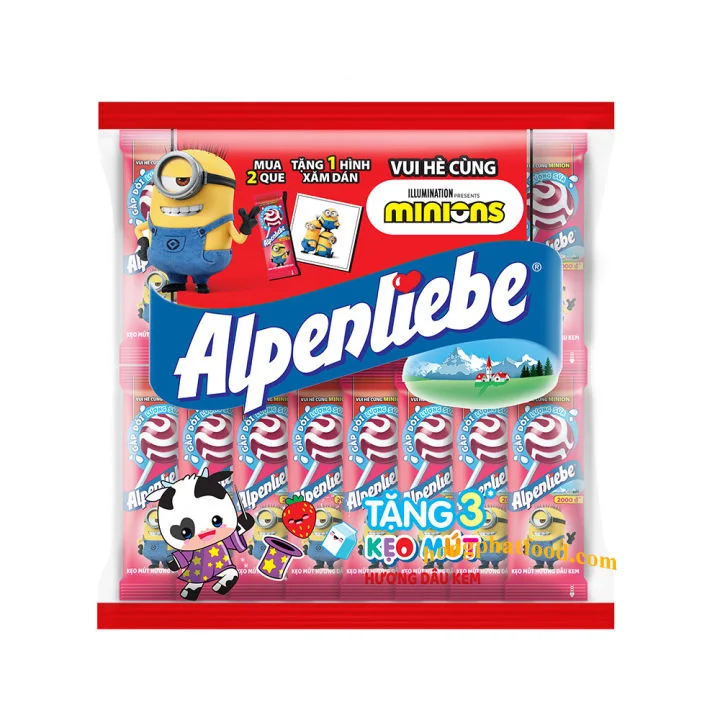Alpenlieb Lollipop Strawberry bag 36pcs x 10g Fruit Flavors Hard Lollipop Candy Hard Snacks Candy fruit flavour cheap price