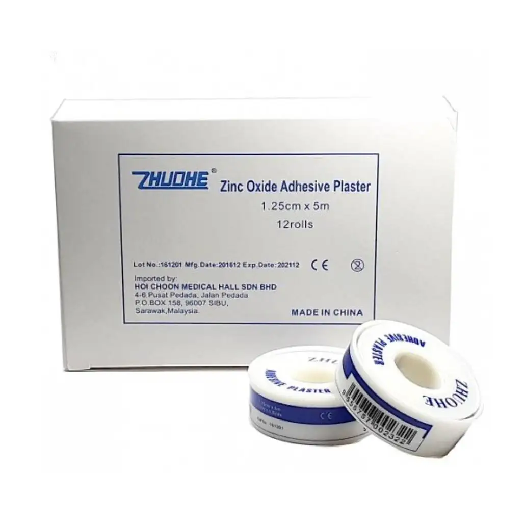Leading Wholesales Supplier ZHUOHE Zinc Oxide Adhesive Plaster 1.25CM X 1CM 24 Rolls MDA Approve Good Quality And Stable