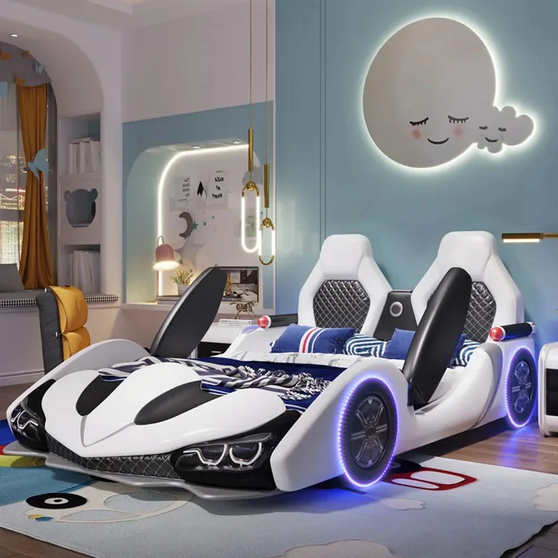 Modern kids Bedroom Furniture Set wooden queen size adult race car bed  for School Hospital Use