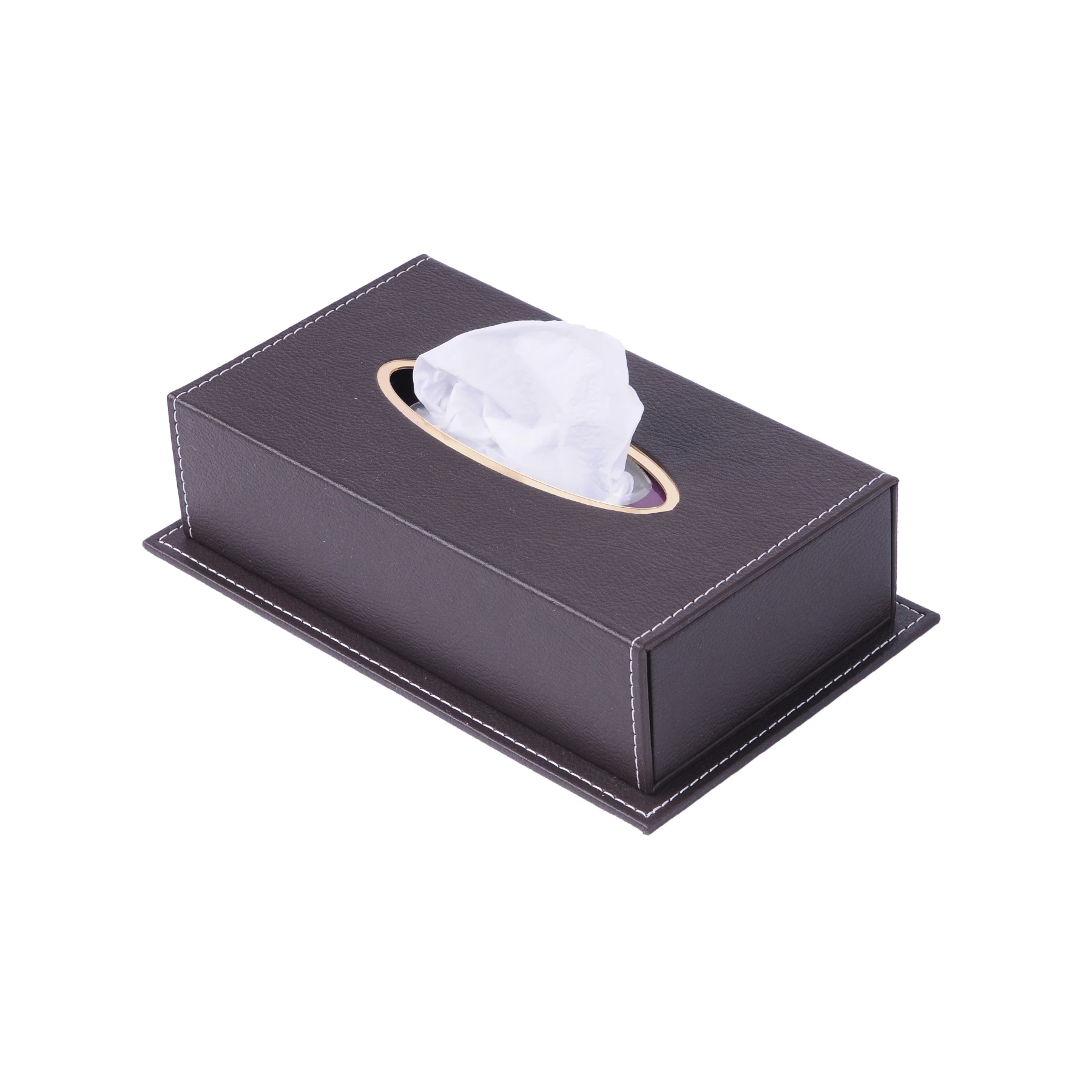 Leather Desk Organizer Tissue Paper and Napkins Dispenser Office Set