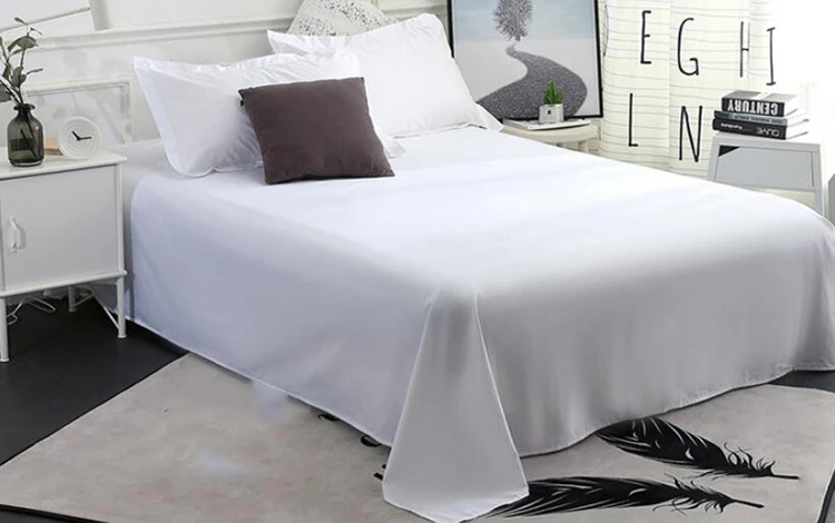 New Arrival premium Quality best Design 200TC Hotel 100% Cotton Bed Sheet Linen White Hotel fitted Bed Sheet with customization
