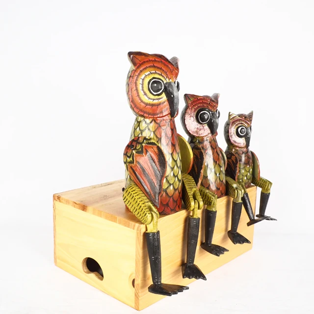 Wholesale Custom Handmade Sitting OWL Wooden Figurine Home Decoration, Wooden Home Decoration Custom Model Animal