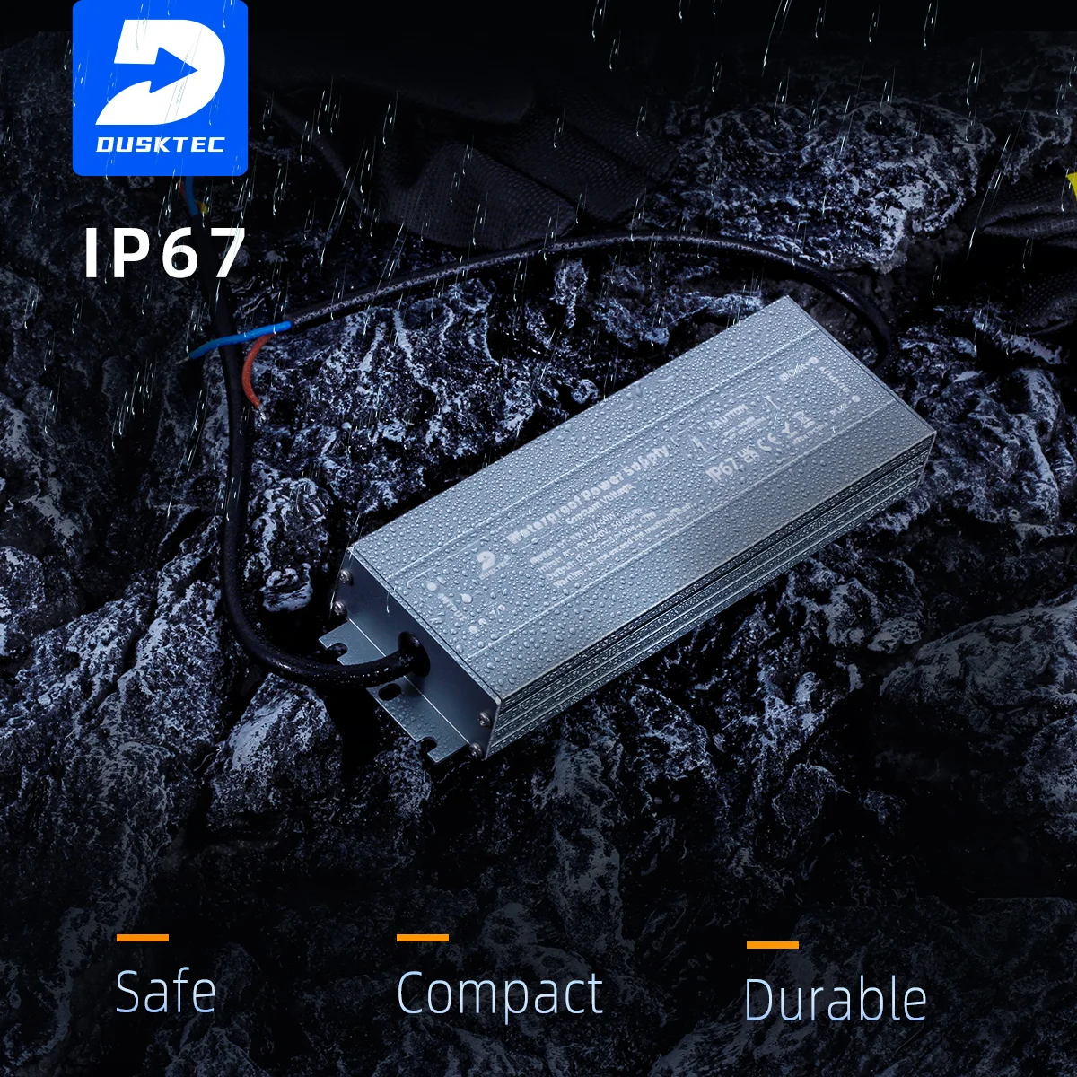 DUSKTEC IP67 Waterproof Class 2 Constant Voltage DC 12-24V Volt Regulated Transformer Switching Power Supply for CCTV Camera Set