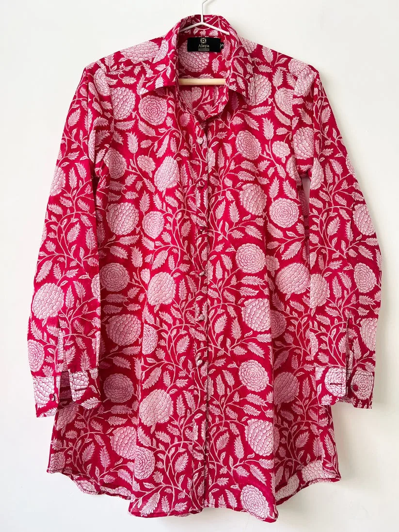 Magenta Jhaal Co-ord Set Casual Dress for Womens closed neck Cotton Women Dress from Indian Manufacturer and Exporter