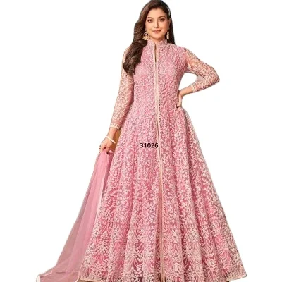 Original Retro Wedding Wear Long Gown elegant long sleeve printed chiffon wedding gowns Pakistani Salwar Kameez women dress