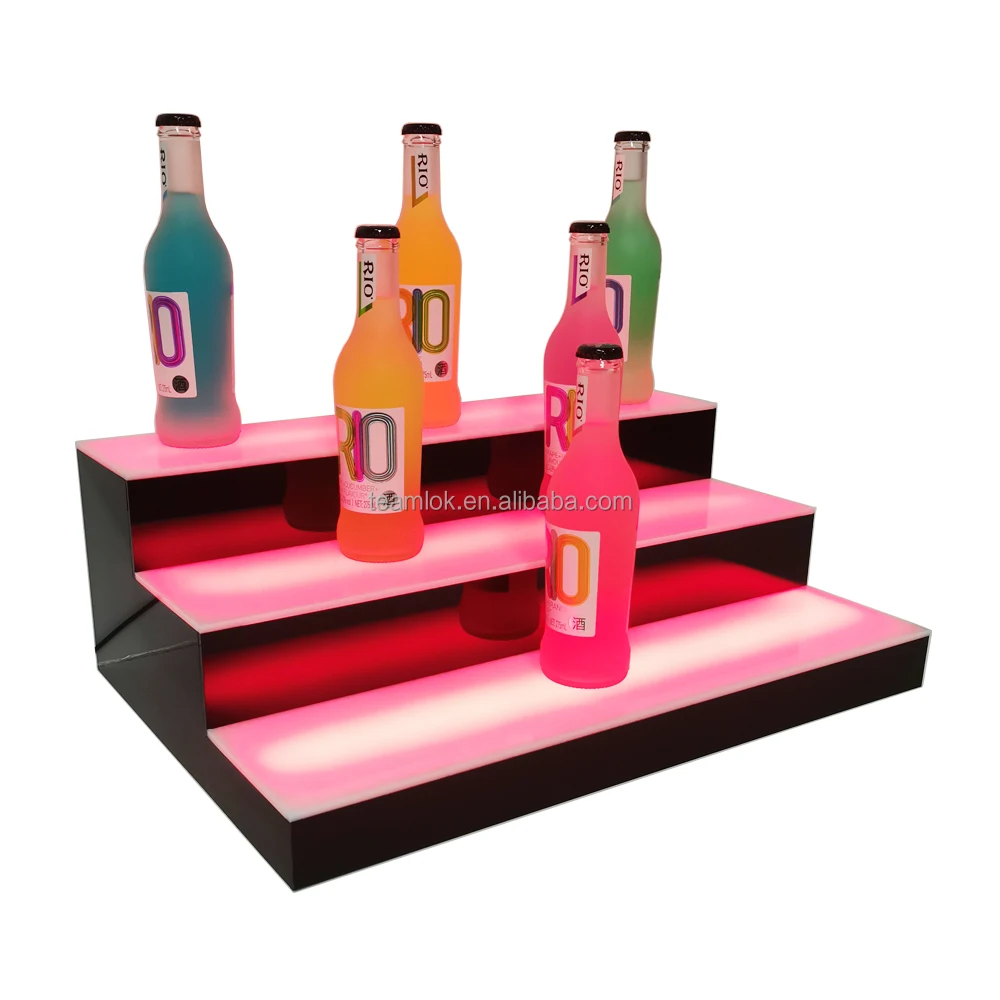 20 Inch LED Lighted Liquor Bottle Display Shelf|3-Step Lighted Liquor Bottle Shelf for Home/Commercial Bar with Remote 2023