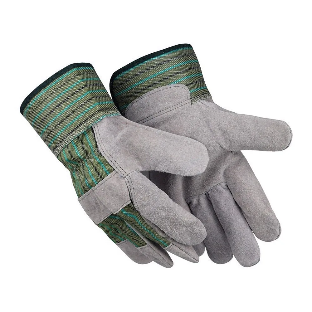 6-Pairs Safety Cow Split Leather Work Gloves Wholesale Hand Made Leather Gardening Working Gloves By Keembro