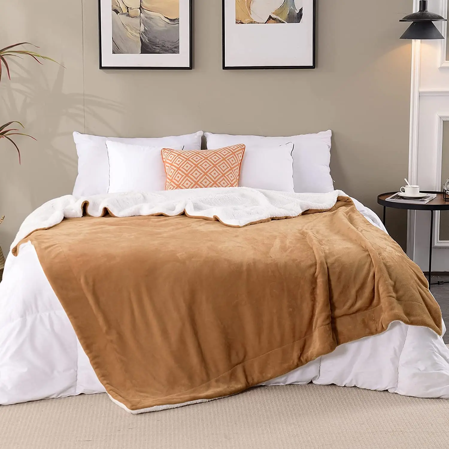 Premium Double Layer Flannel Fleece Bed Throw Cozy Warm Sherpa Blanket For Winter