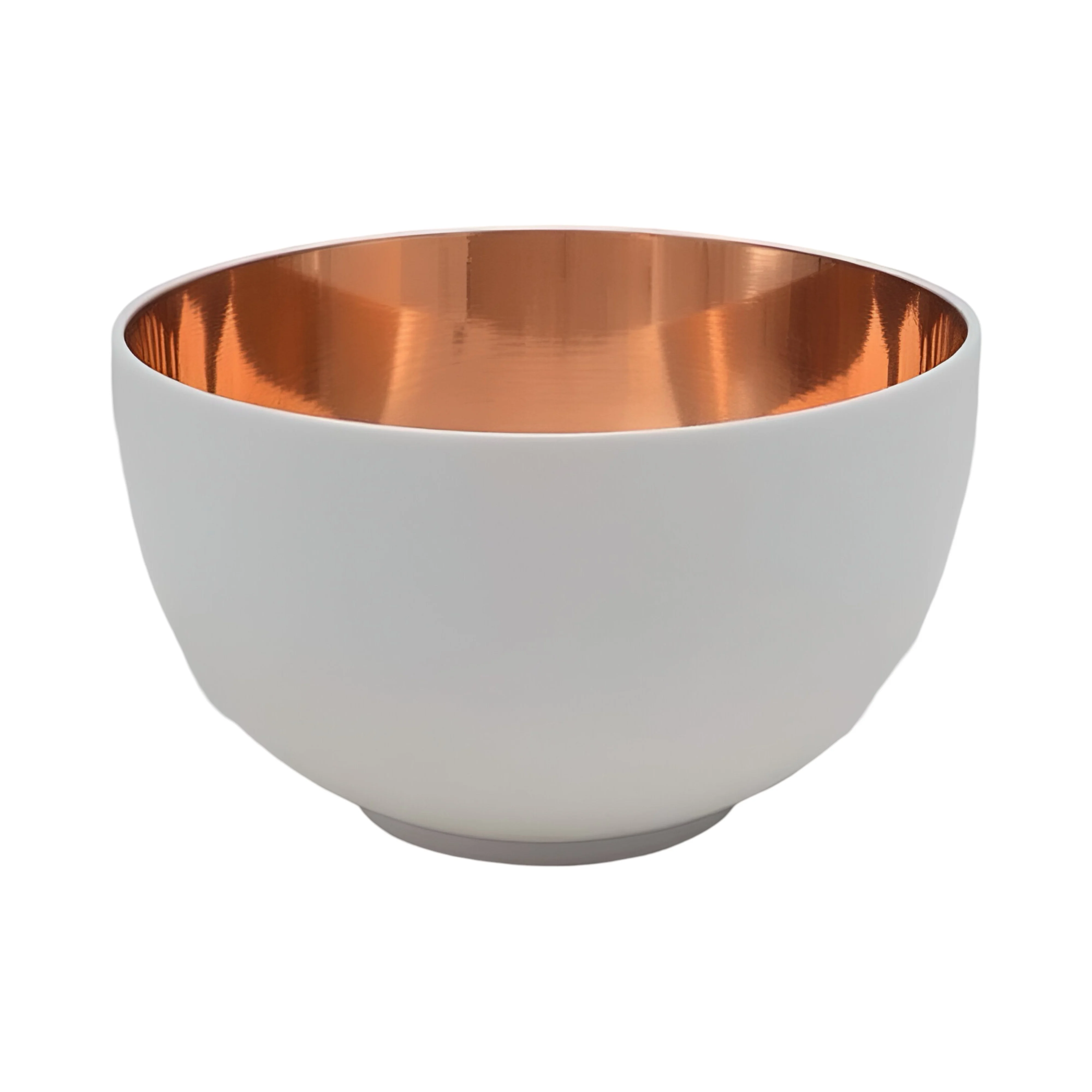 Modern White Iron Bowl with Copper-Toned Interior Creative Elegant Decorative Accent for Homes and Events, 8-Inch Diameter