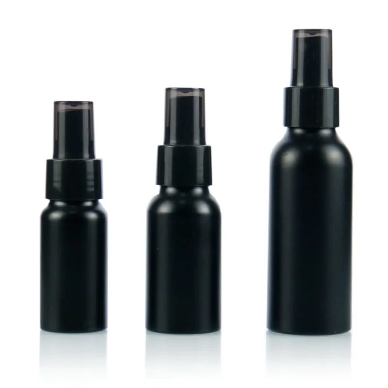 Refillable Empty black silver red blue matte black 100ml 200ml 250ml perfume spray aluminum bottle with fine mist sprayer