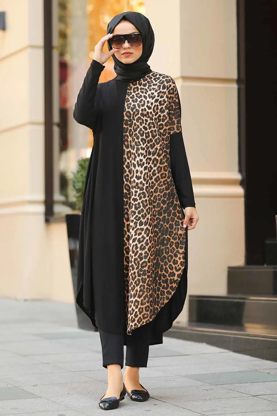 100% Organic Jersey Fabric Half Animal Printed Casual Wear Stretchable Women Tunic Abaya Dress