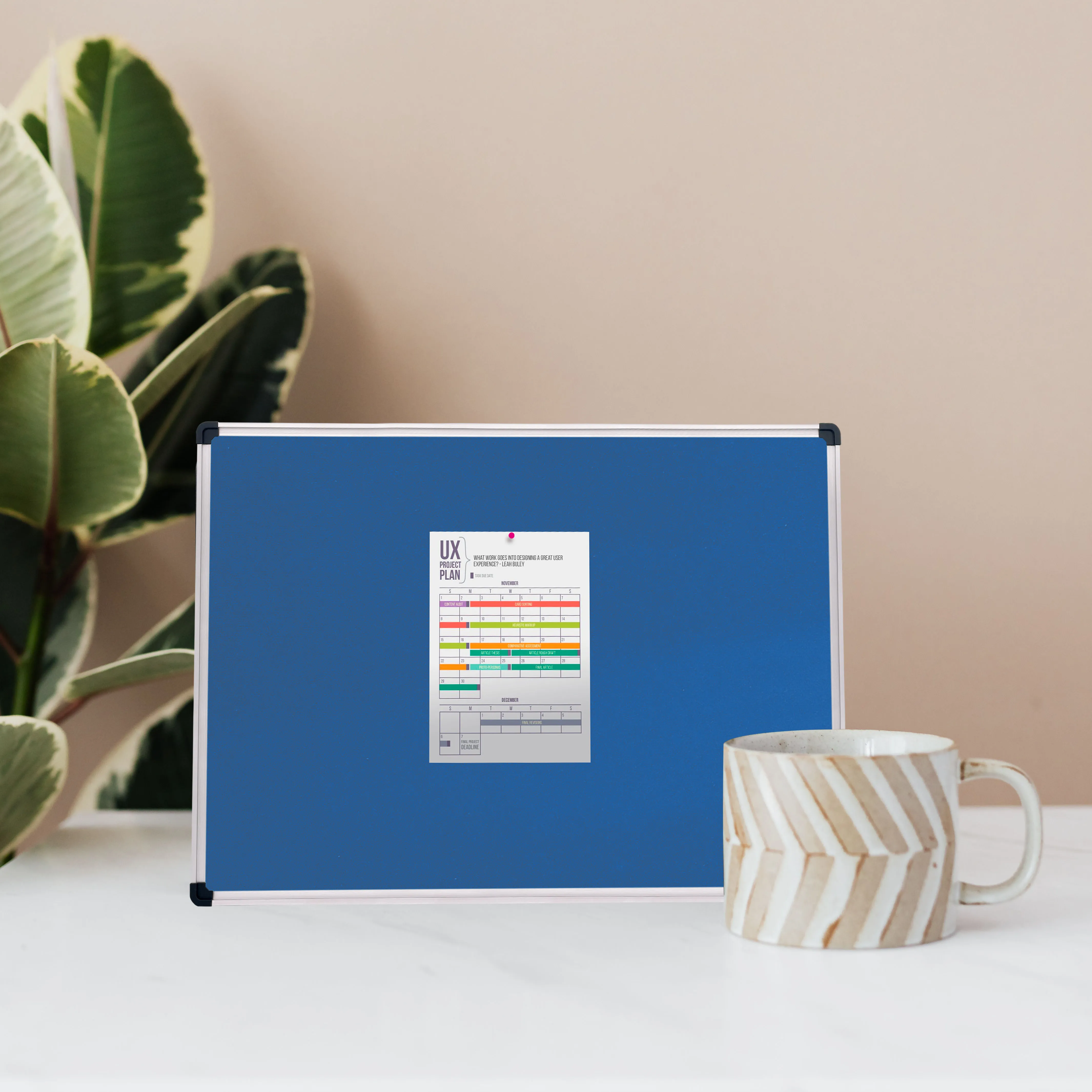 Blue fabric board bulletin notice board for office school