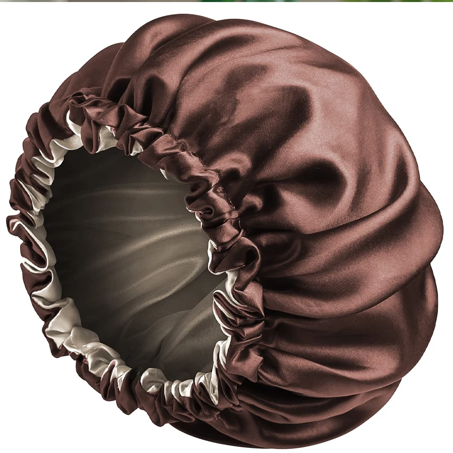 Wholesale High Quality Elastic Band Polyester Custom Size Wide Band Adjustable Bonnet Hair Cover Sleep Satin Bonnet