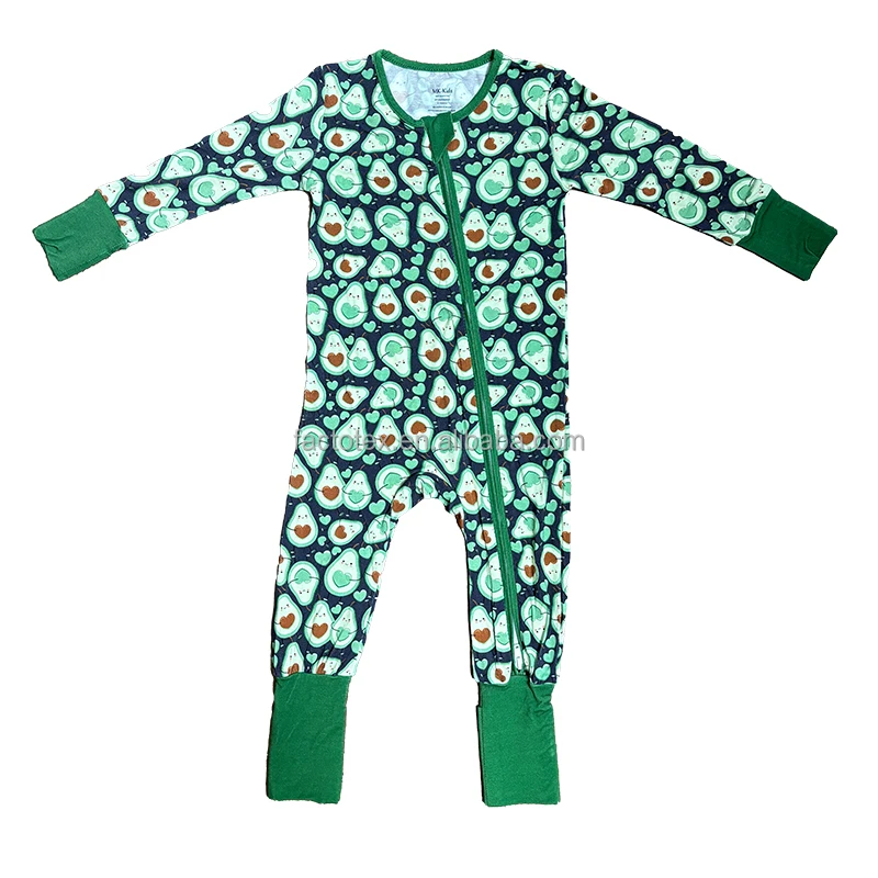 Новый список комбинезон с принтом авокадо одежда из бамбука Детский застежкой-молнией