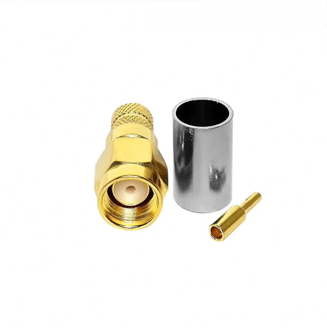 RF coaxial connector reverse polarity rpsma male plug crimp connector for LMR240 H155 coaxial cable
