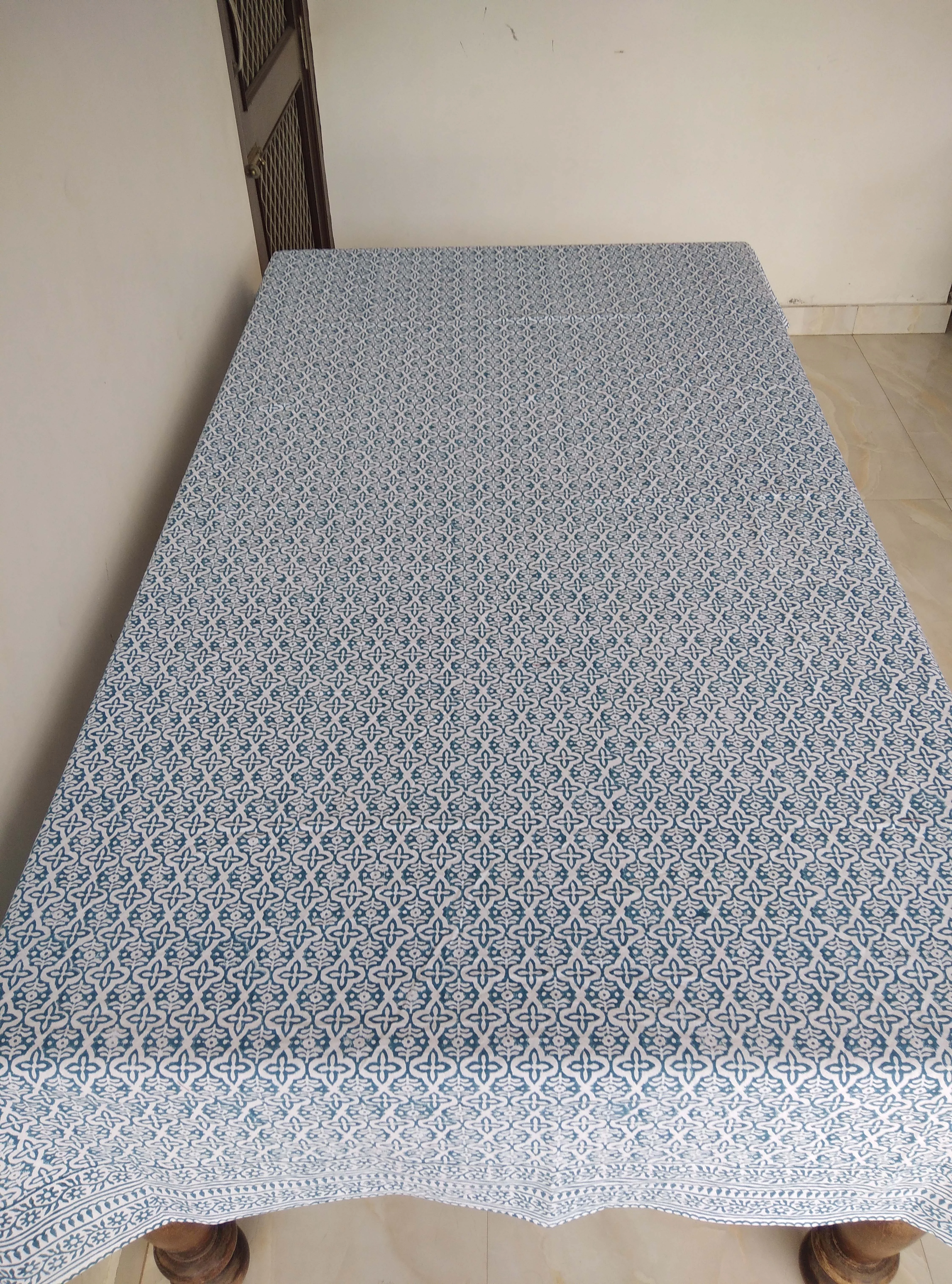 Indigo Blue Block Print Tablecloth Indian Table Cloth Pure Cotton Table Cover Handmade Table Linen Farmhouse Wedding Decor