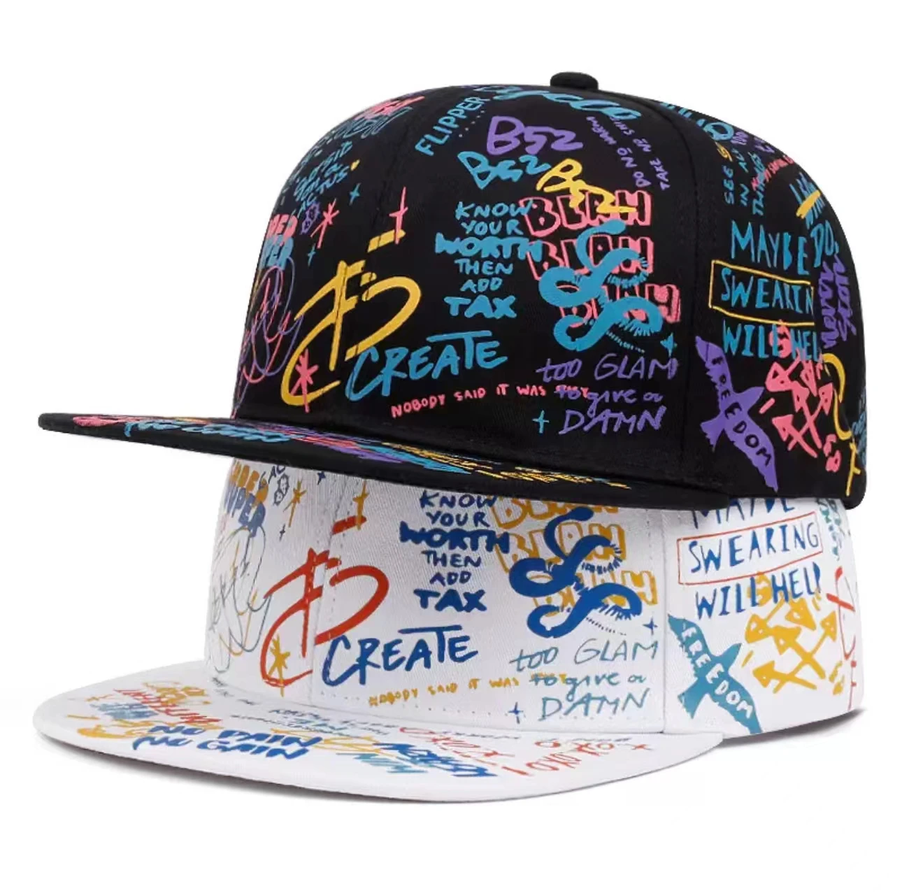 Бейсболка в стиле хип-хоп с плоскими полями 6 панелей