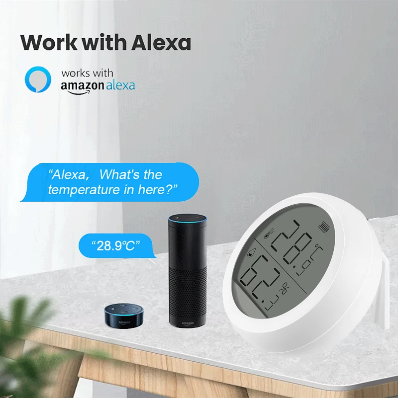 HIMOJO Brand New Tuya Smart Home LCD Display Wifi Thermometer Hygrometer Wireless Smart Temperature Humidity Sensor