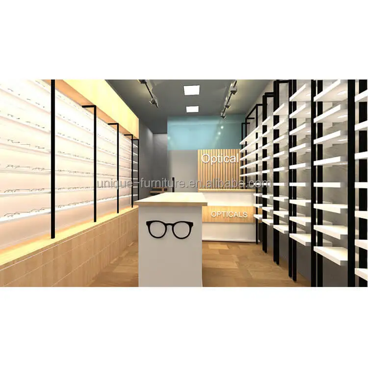 Modern sunglasses store furniture high level optical shop fixture glass showcase retail eyewear wall cabinet for sale