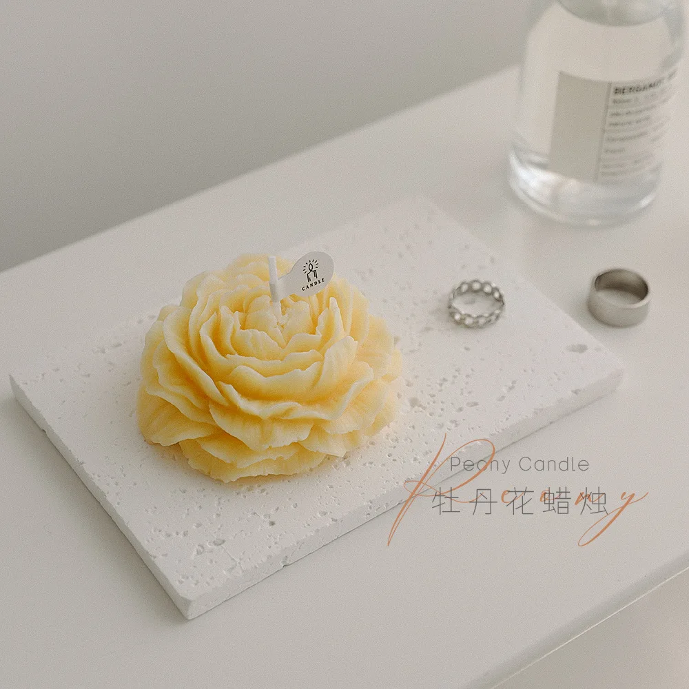 Wholesale Cute Flower Shape Peony Carving  Aromatherapy Scented Candles For Wedding Celebration Home Decor