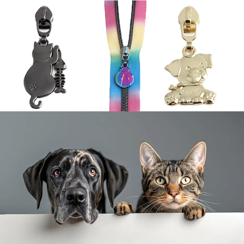 Nolvo World Custom Metal Replacement Cat Pussy Zipper Pulls Dog Puppy Rabbit Shape Small Animals Purses Zipper Sliders Head Lock