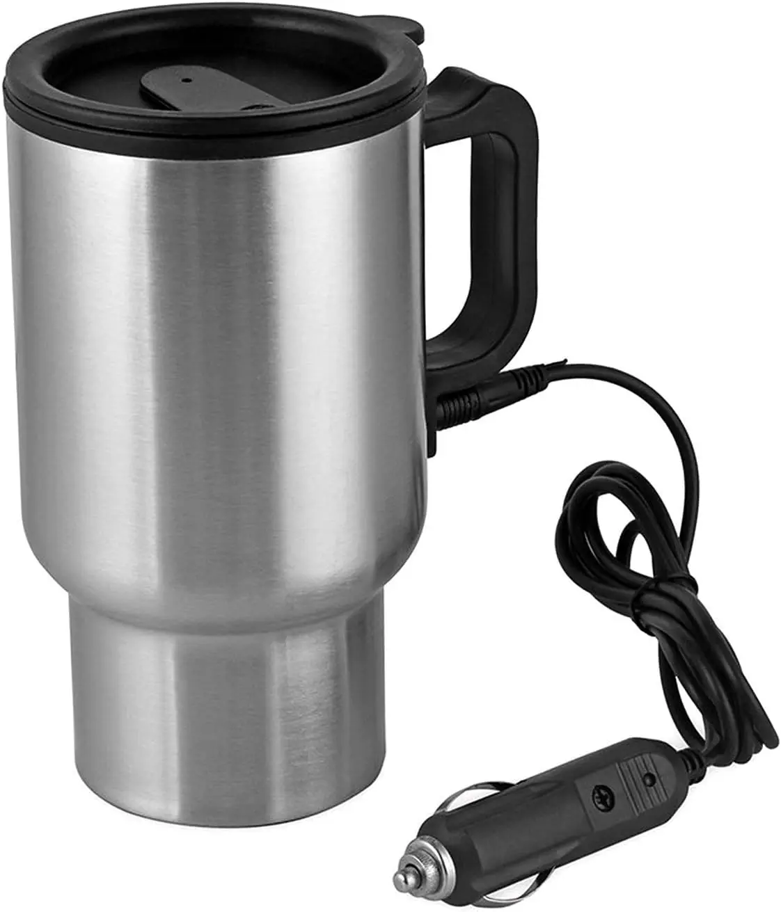 12V Car Heating Cup Car Heated Mug, 450ml Stainless Steel Travel Electric Coffee Cup. Insulated Heated Thermos Mug