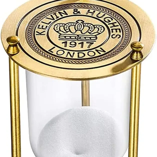 Wholesale 5 Inch Antique Brass Hourglass 2 Minute White Sand Glass Timer Handcrafted Engraved Plated Decorative Gift Home