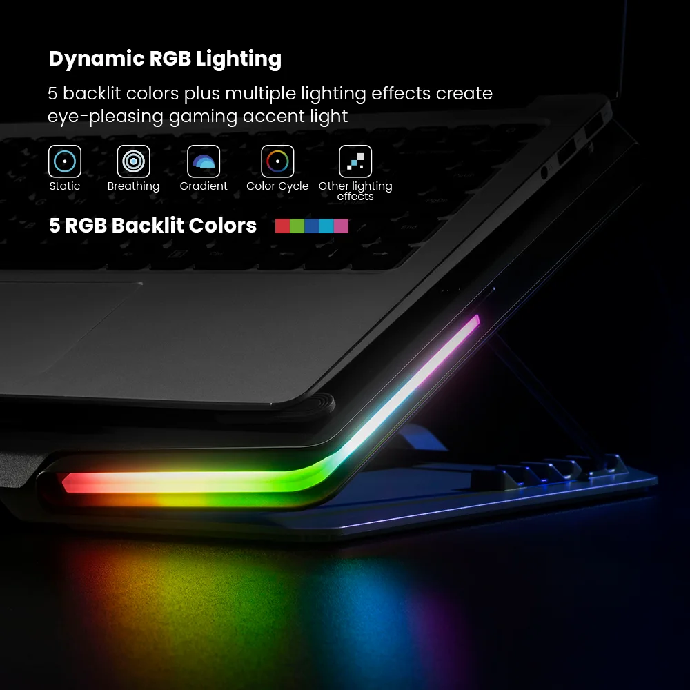 LCS02-1 RGB Освещение лучшая охлаждающая подставка для ноутбука с вентилятором игровой