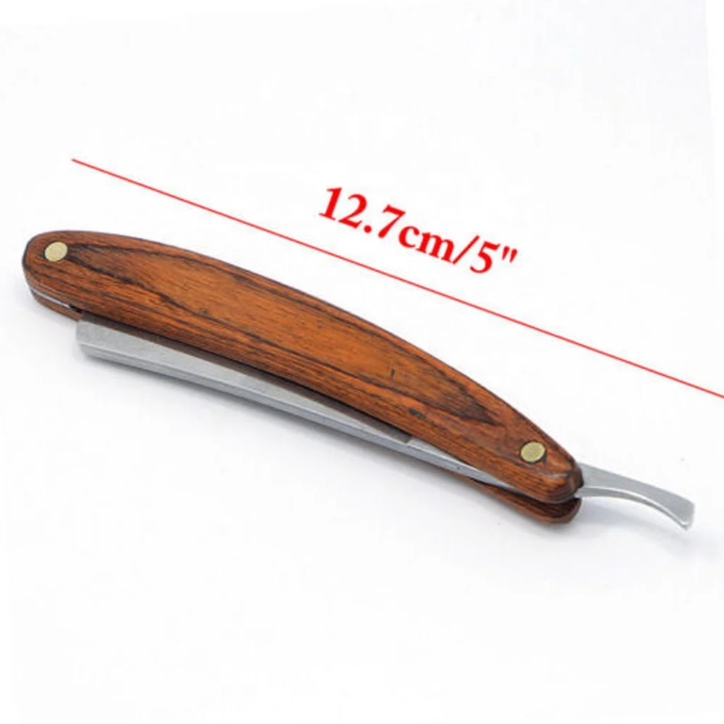 Barber Straight Edge Razor With Pure Wooden Handle Folding Shaving Knife Stainless Steel Cut Throat Shaving Razor For Salon