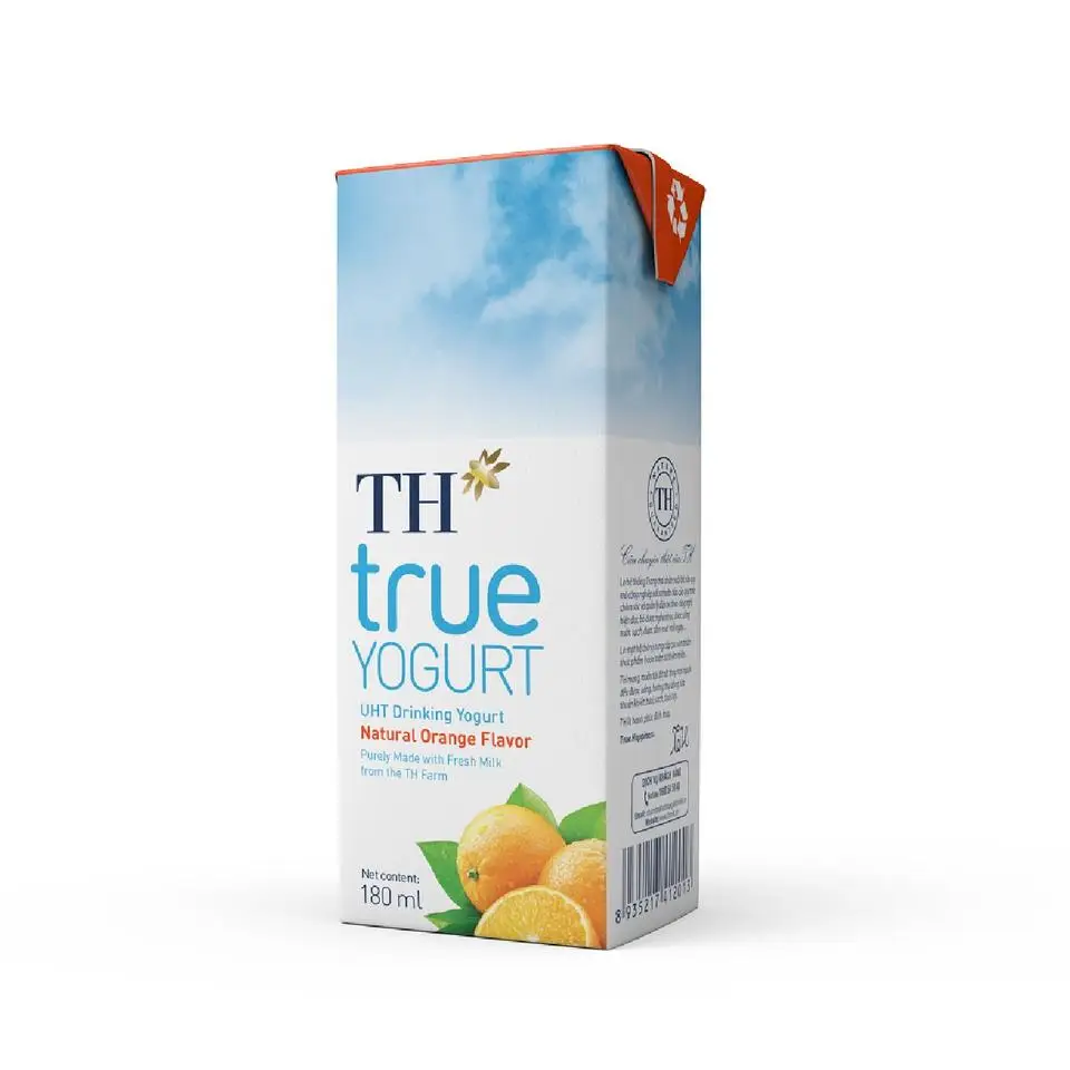Purely Made With Fresh Milk Natural Orange UHT Drinking Yogurt TH True YOGURT Rich Of Vitamins Origin From Vietnam - 180ml