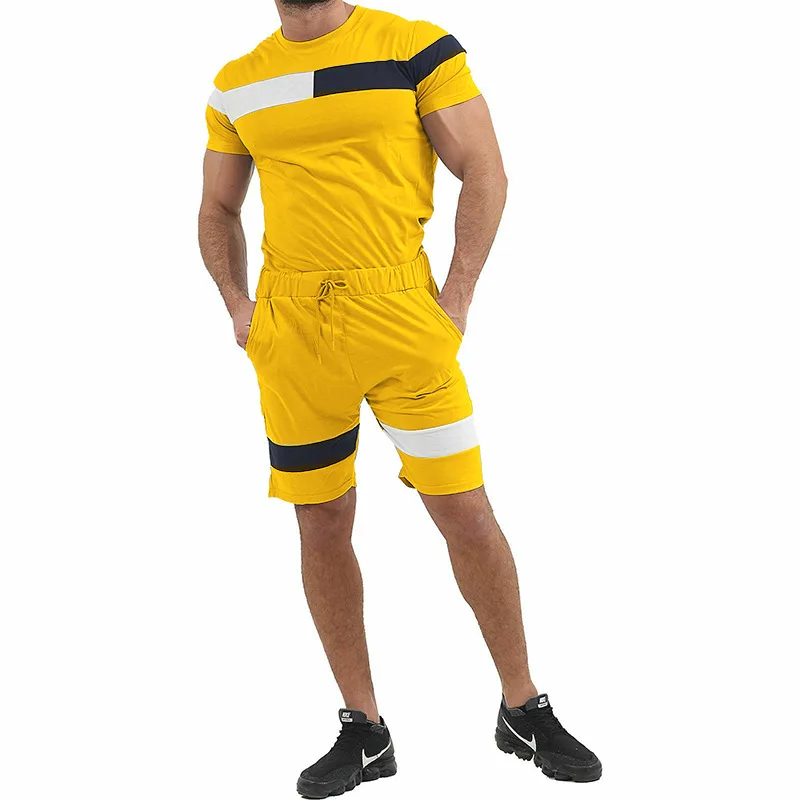 summer clothes 2024 Plus Size 100% Cotton T-Shirt Two Piece Fitness Loose Clothes Casual Gym Custom Logo Tracksuit Short Men