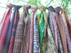 New Indian Printed Kantha Stole Silk Scarves