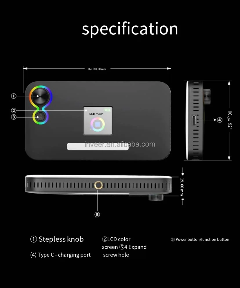 inveer  new  RGB LED back light on-Camera Photographic Filling Light DV-L7RB for Camera or video shooting