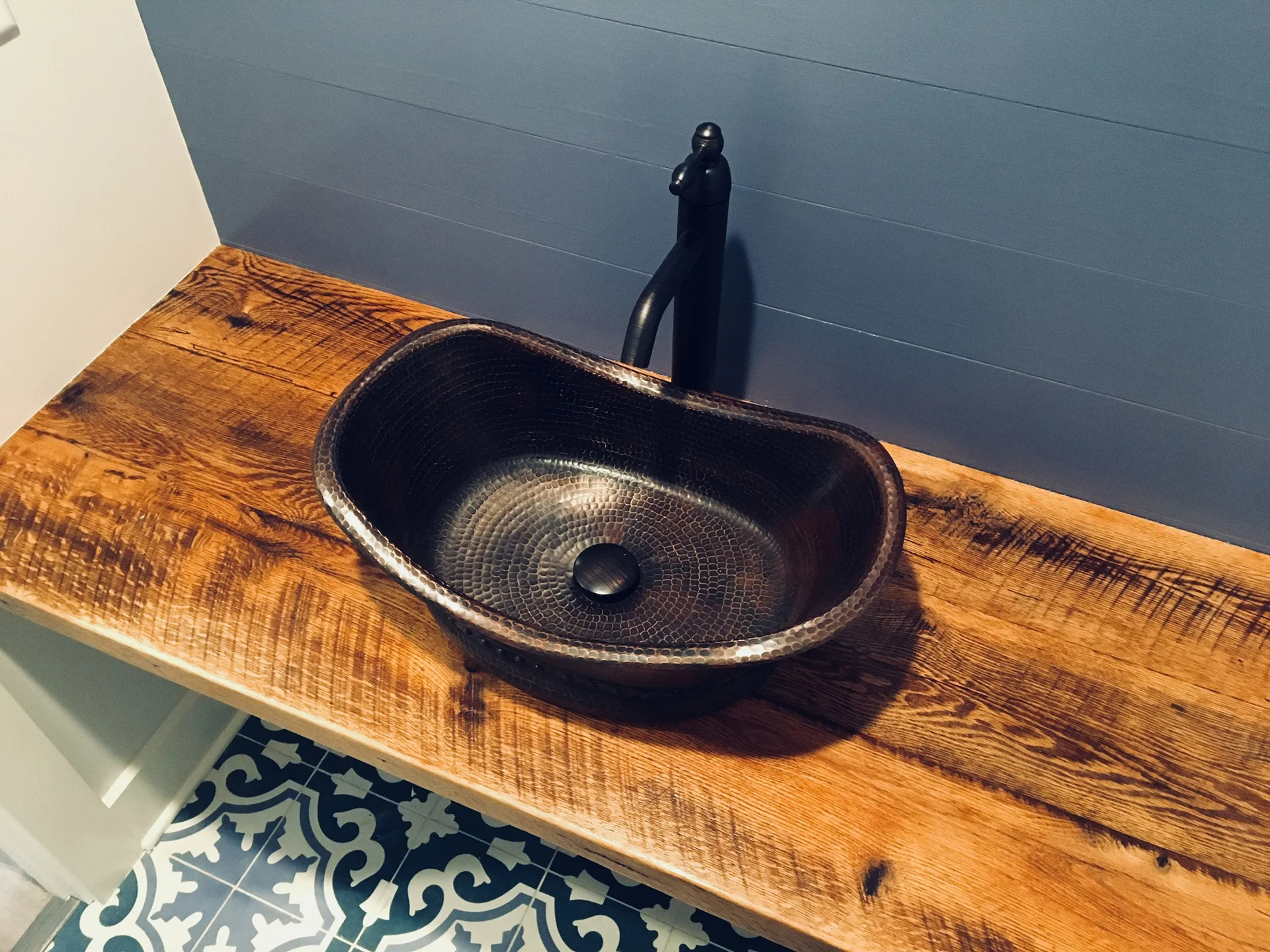 Copper Hammered Boat SInk for bathroom Wash Basin
