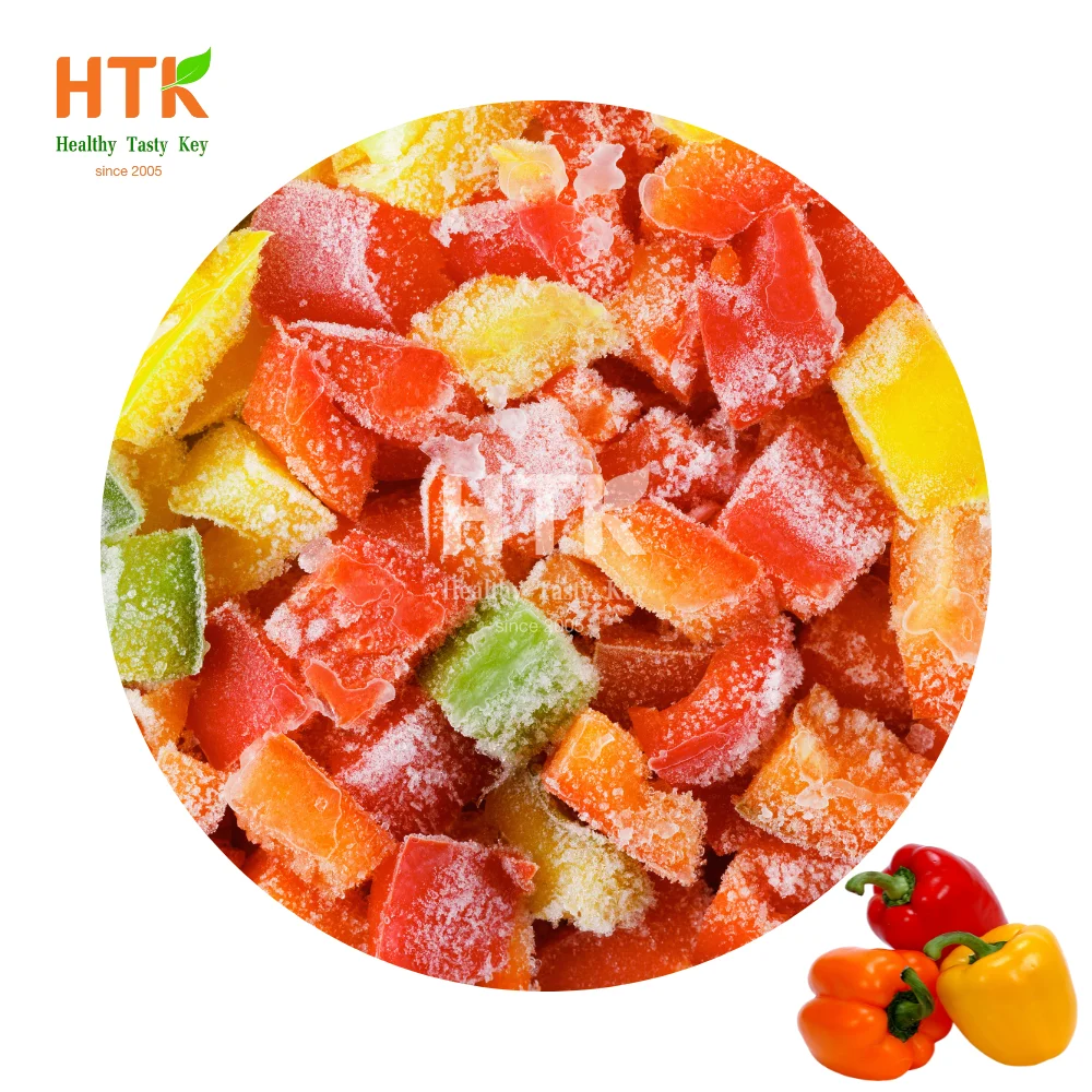 TOP RATE FROZEN IQF MIXED CAPSICUM BELL PEPPER RED GREEN YELLOW DICE CUBE IN Bulk Quantity for Food & Beverage