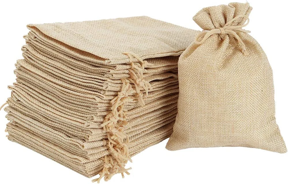jute drawstring bag drawstring closure easy to open and close durable recyclable ecofriendly natural bag with customized logo