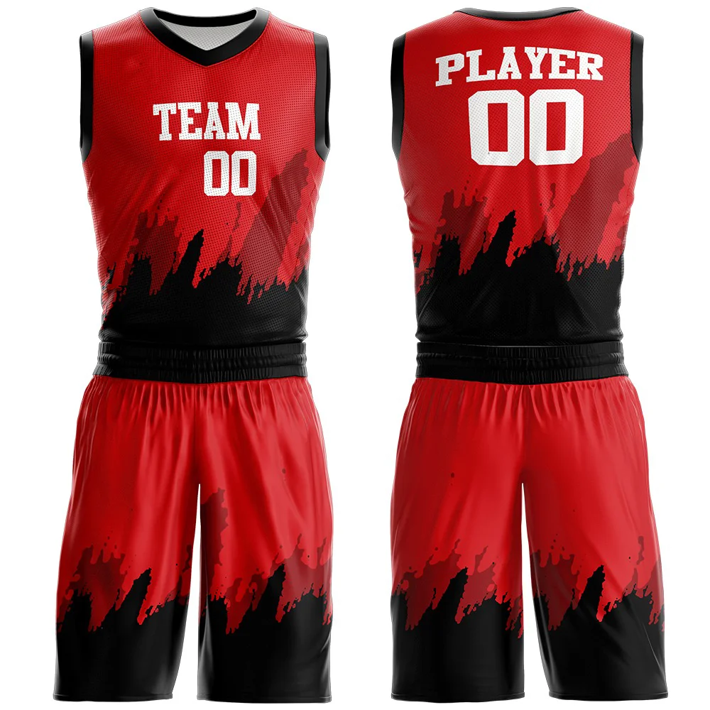 Custom royal Team Basketball Uniform 2 Pcs Breathable Mesh Fabric Wholesale Sublimation Printing Custom Reversible Basketball Un