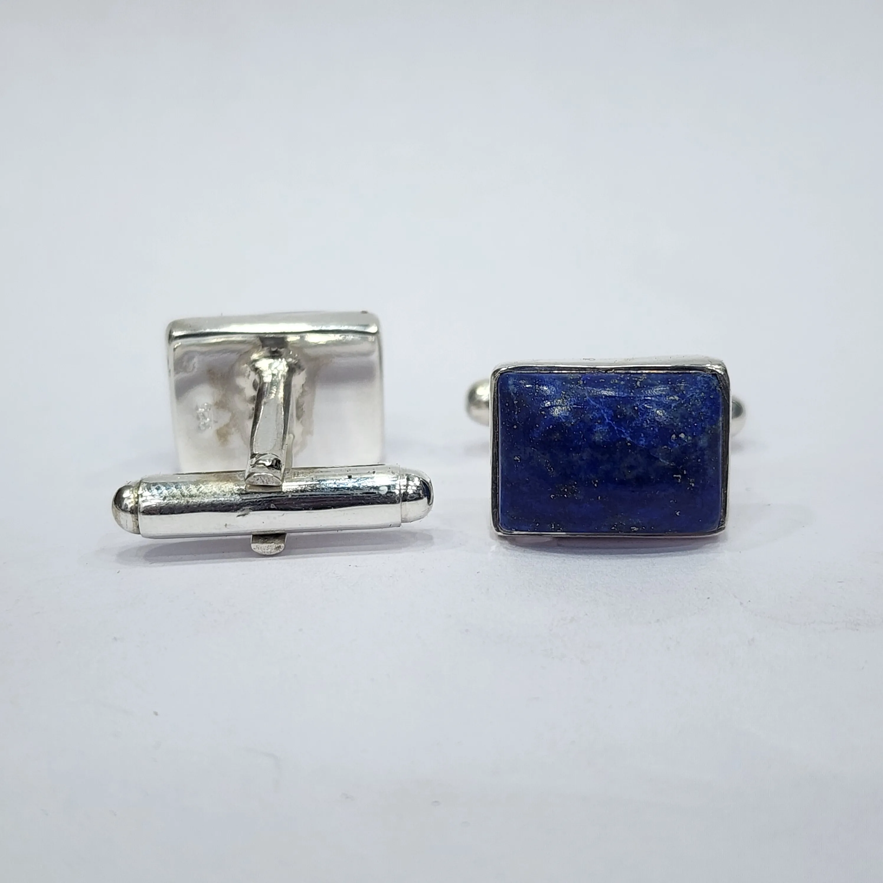 925 Sterling Silver AA Quality Natural Stylish Lapis Lazuli Gemstone Designer Handmade Cuff-links For Both Men And Woman