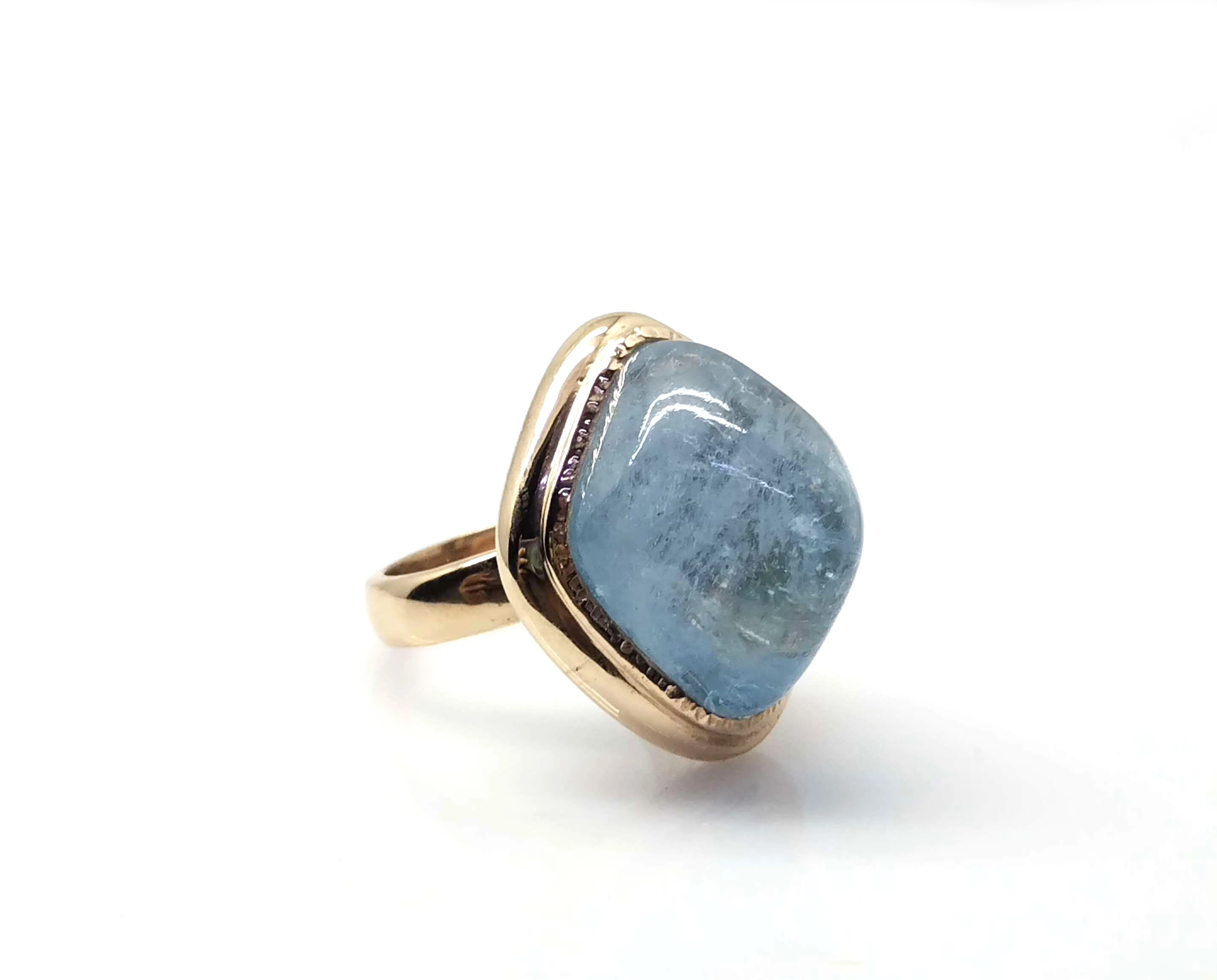 Raw Hand Faceted Aquamarine Ring Steven Battelle 57 Carat Rose Cut Cushion Aquamarine Gold And Silver Ring For Women