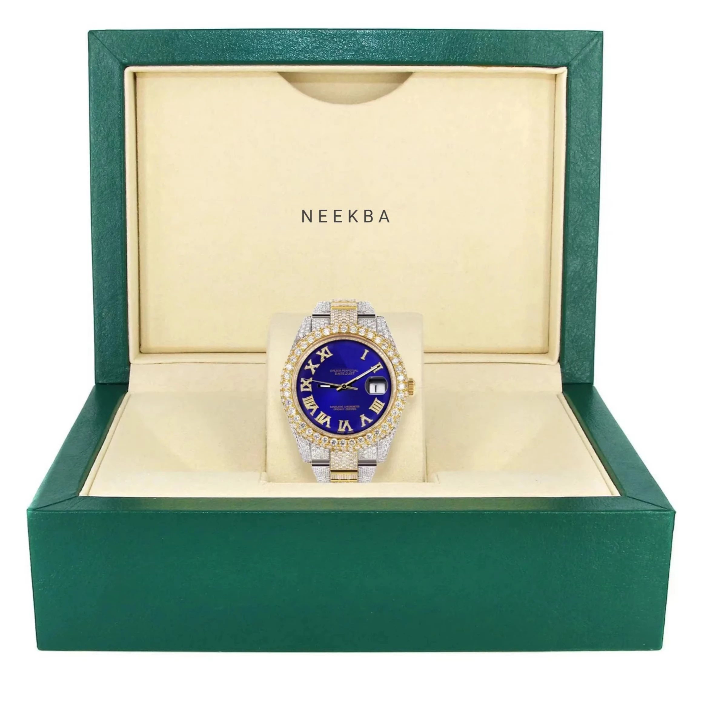 5A Moissanite Watch For Men Round Dial Diamond Watch Handmade Diamond Watch From Indian Seller VVS Moissanite Diamond Studding
