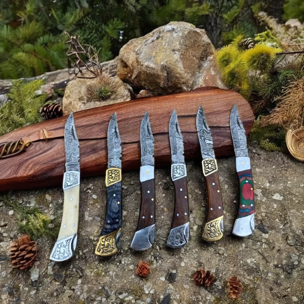 Custom Handmade Damascus steel Folding Knives best Quality Material