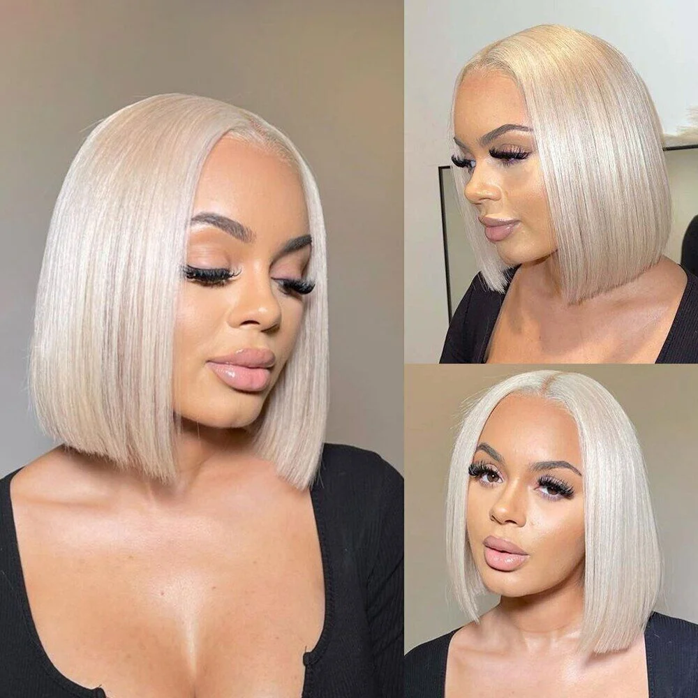 13x6 Raw Indian Temple Human Hair 13X4 HD #60 Ice Color Bone Straight Bob Wig For Black Women SDD Bob Wig