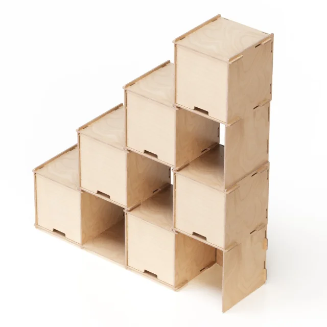 Artisanal Bookcases Customizable 145x161cm Interlocking Modular Wood Wall Shelf for Books