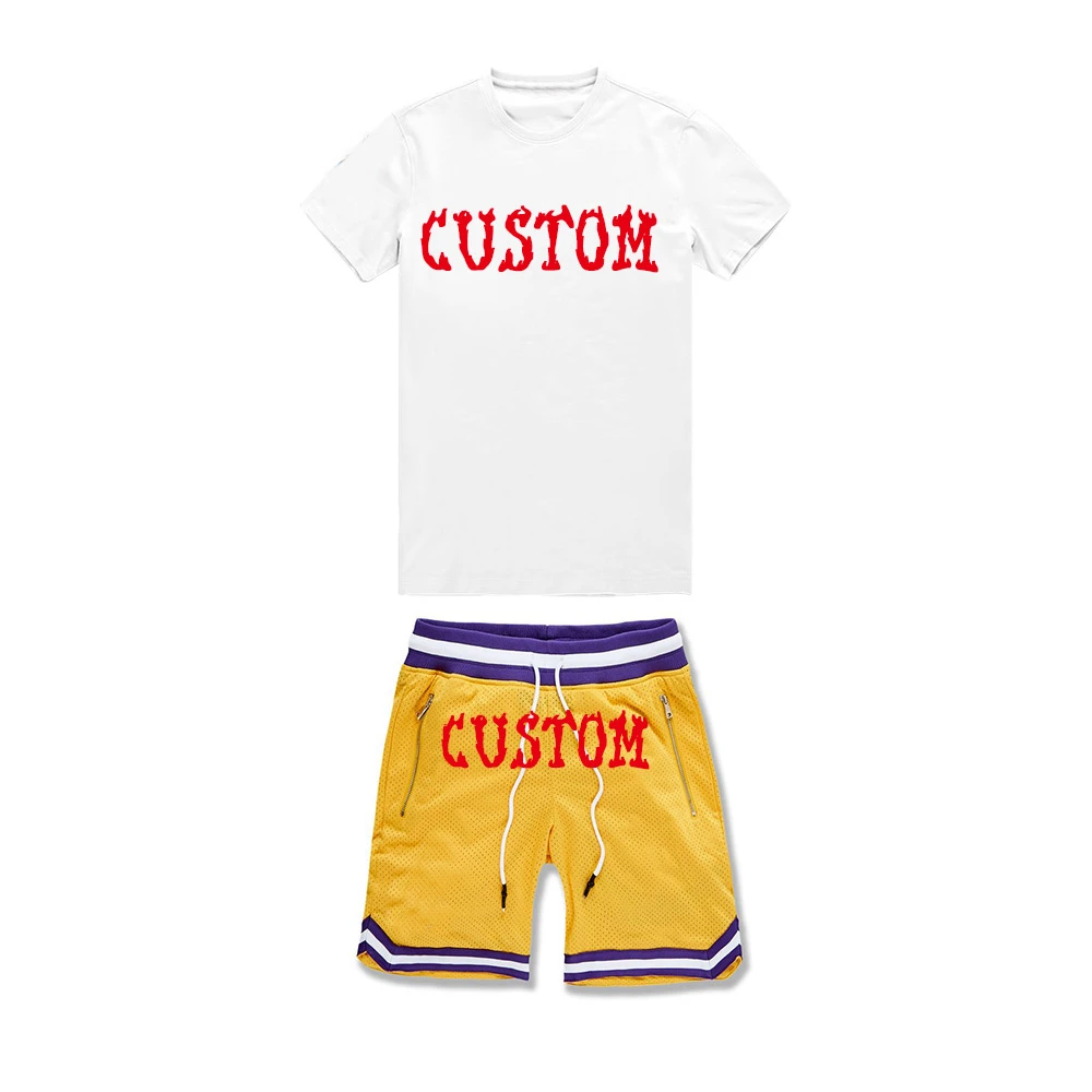 2024 New Style Custom Logo Summer Sportswear 2 Pieces Suits T Shirt Short Tracksuits Men Running Shorts Set For Men