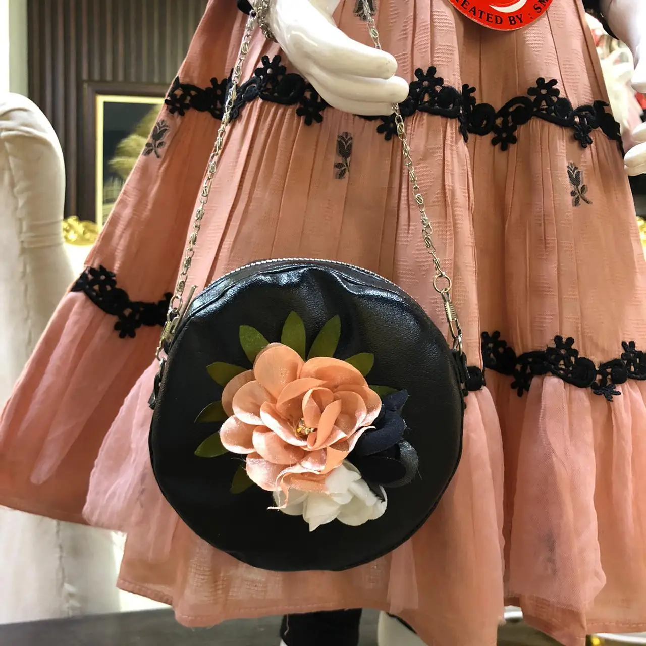 Black Koti cotton frock with bag dress designs fairy dress baby dresses new design baby girl clothes