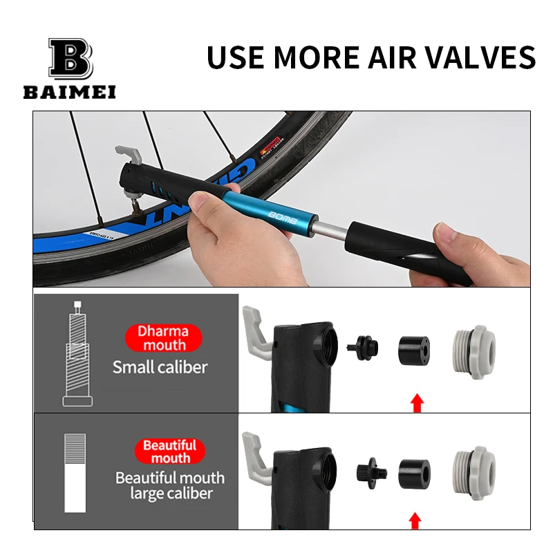 BM High Pressure 120PSI Portable Mini Bike Pump Bicycle Tire Pump for Road and Mountain Bikes