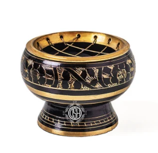 Hand Engraved Brass Incense Burner Charcoal Burner For Home Fragrance Bakhoor Incense Burner.