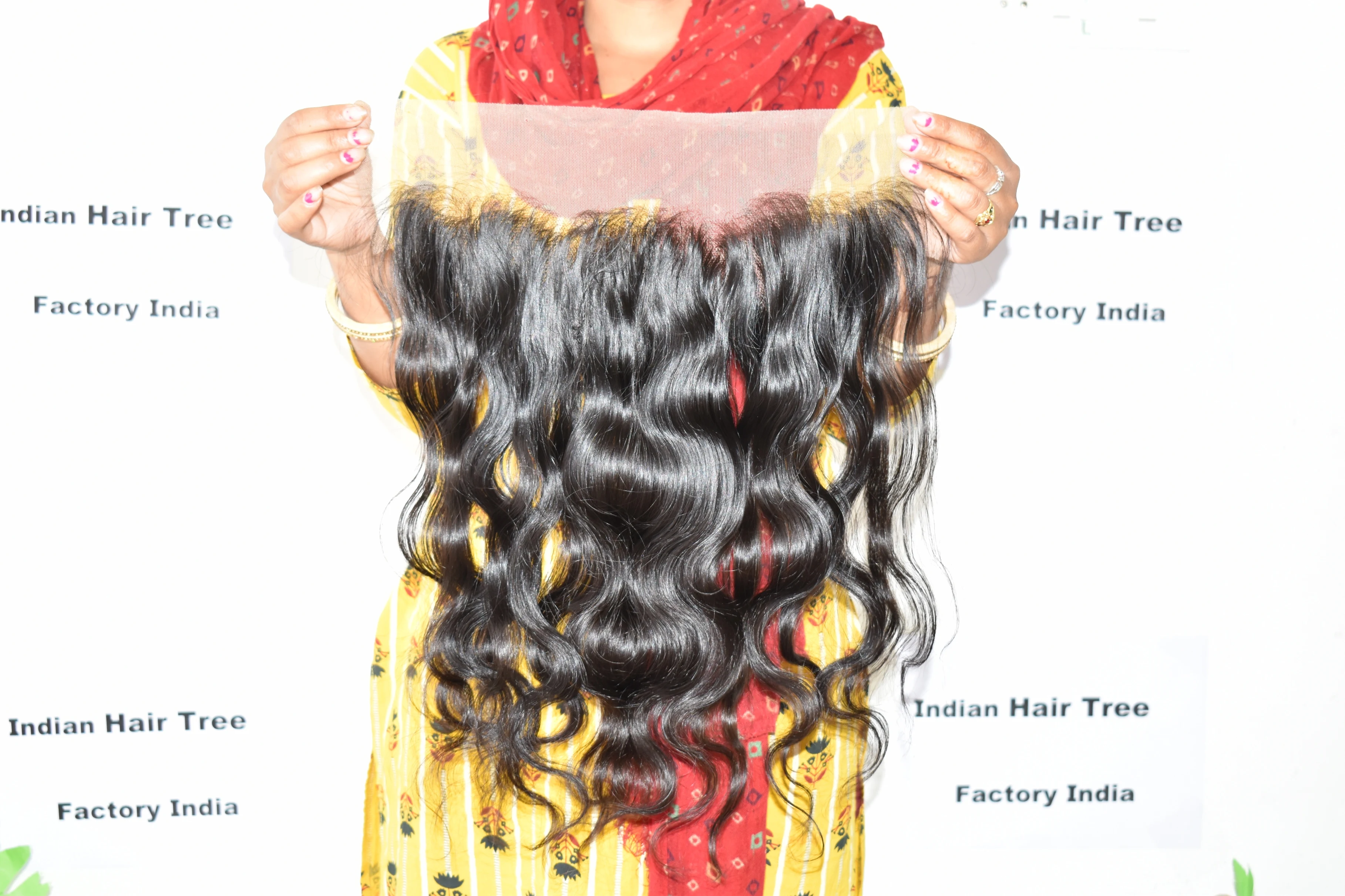 Raw virgin wholesale price cuticle aligned natural Body wave 13*4 Frontal Indian human hair